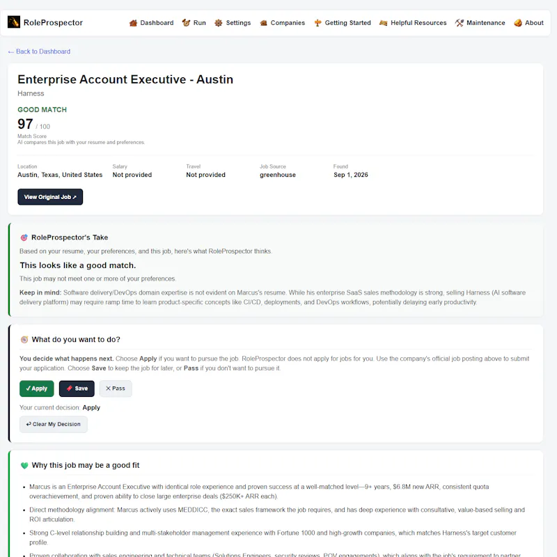 RoleProspector screenshot 2