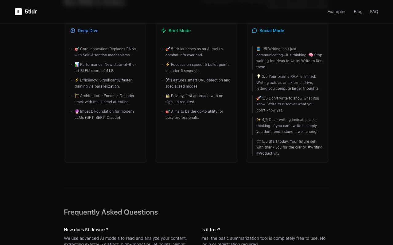 5tldr - Screenshot 2 showing product features and functionality