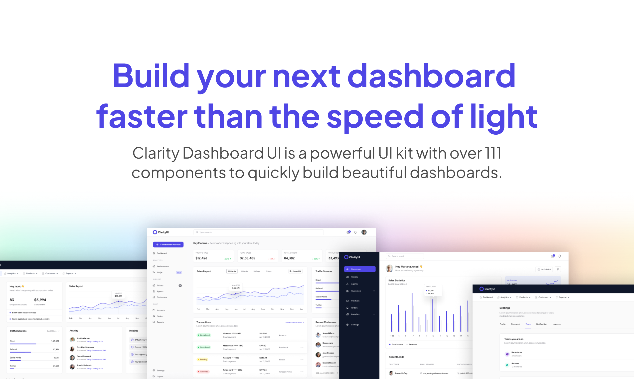 Clarity Dashboard UI gallery image