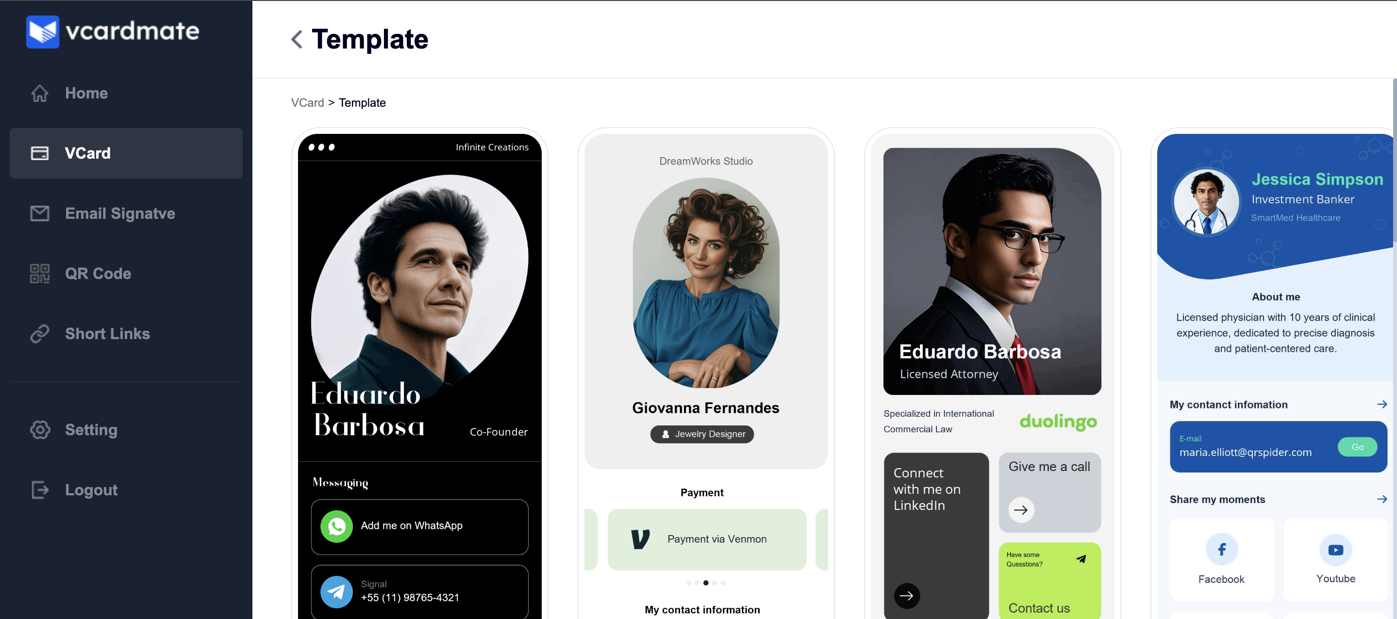 Mídia 1 de vcardmate - Seu cartão de visita digital