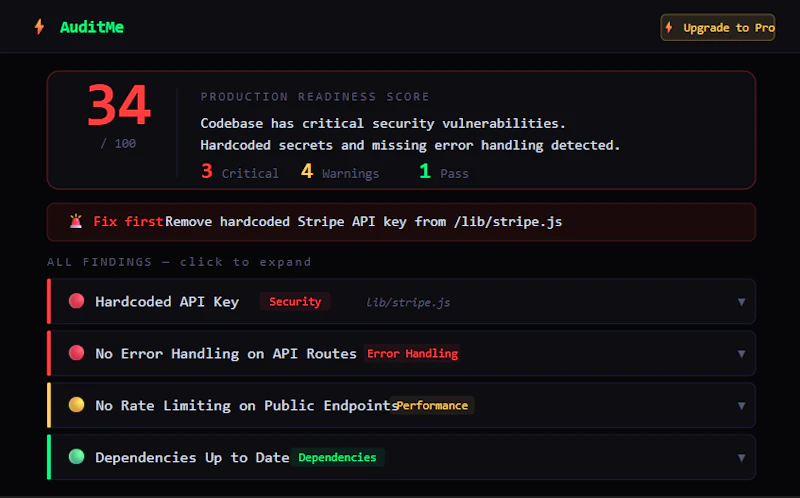 AuditMe — Ship Code That Doesn't Break screenshot 1