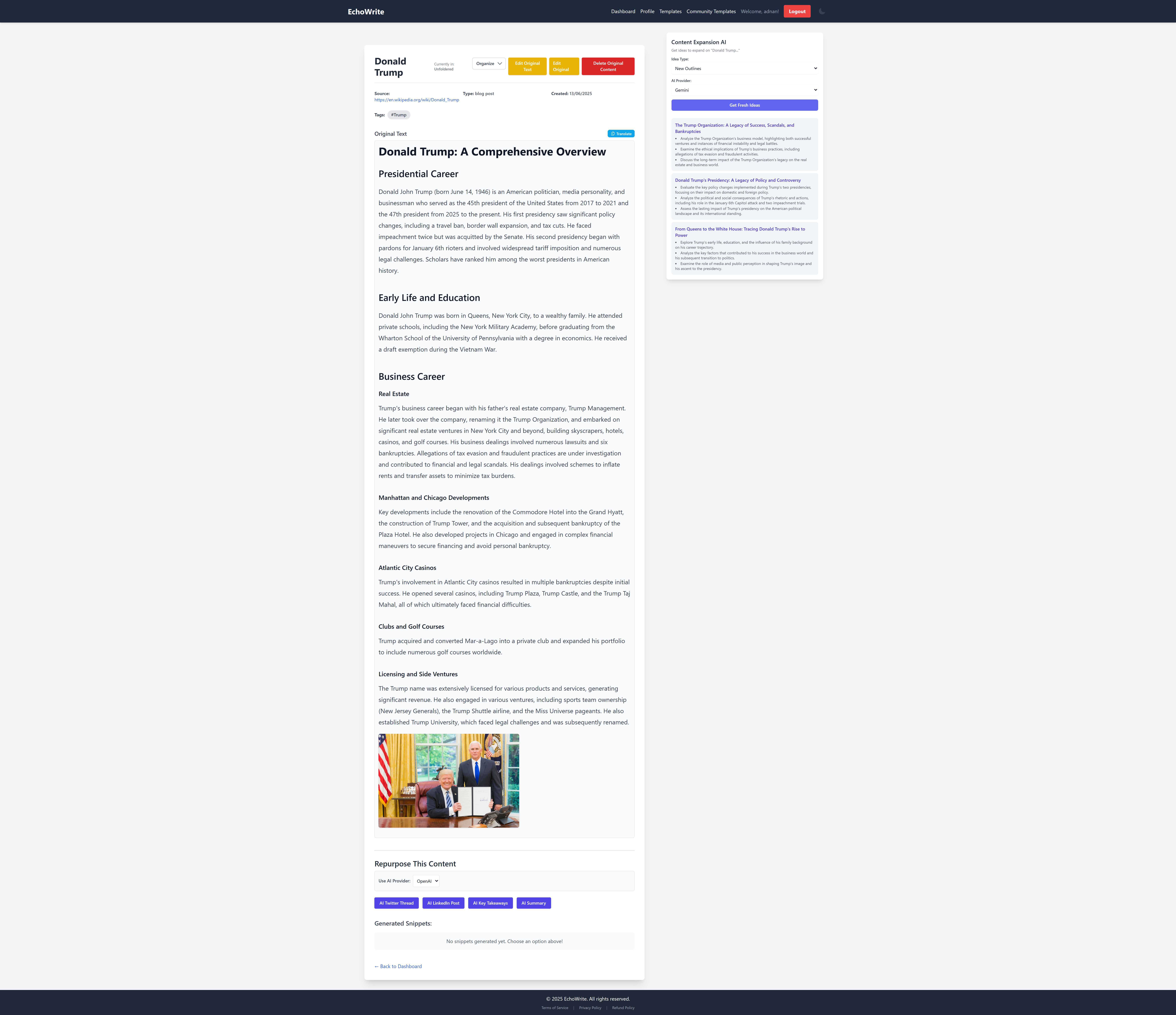 Echowrite - เขียน repurpose และเผยแพร่เนื้อหาด้วยคีย์ AI ของคุณ media 3