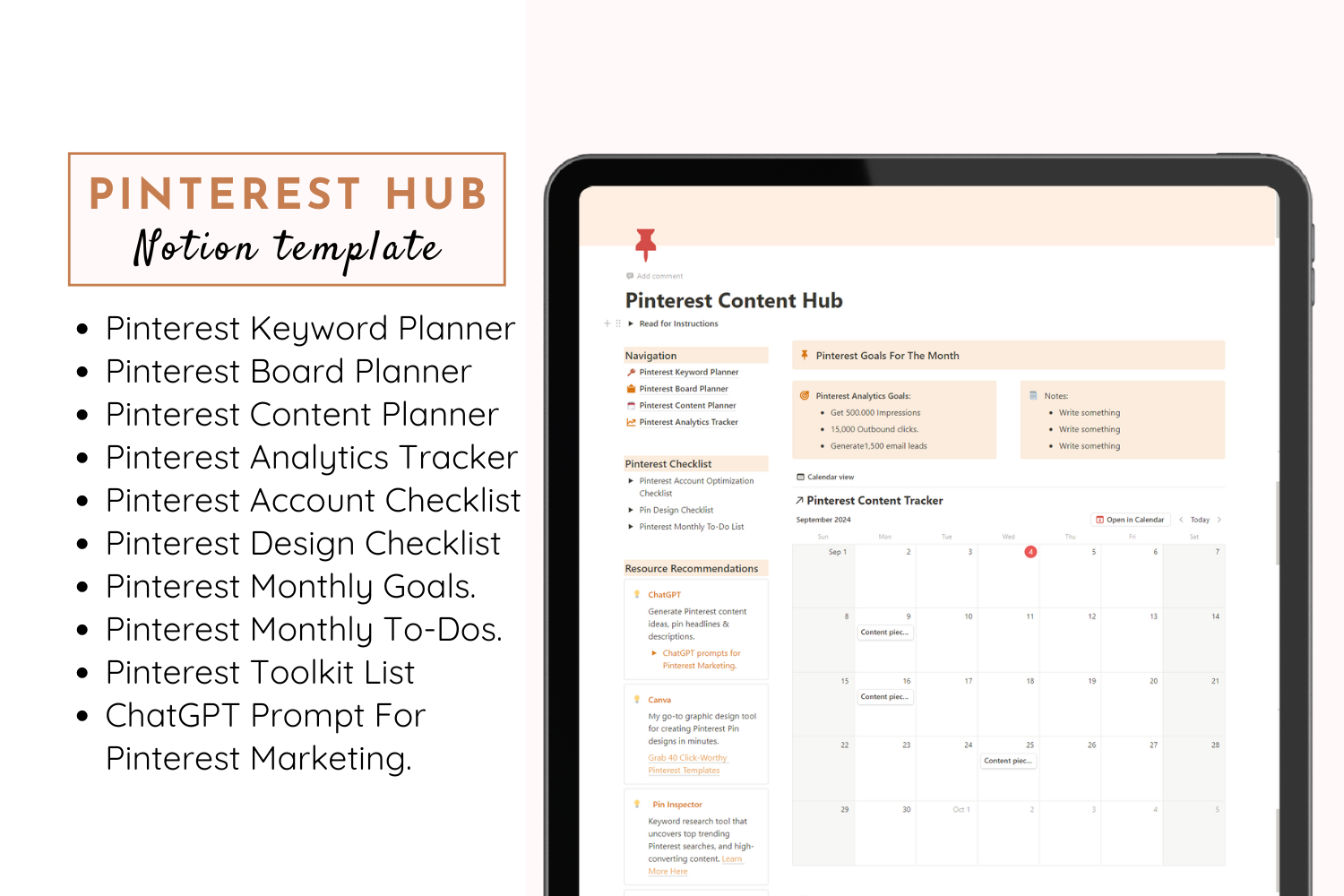 Mídia 1 de Modelo de planejador de noção para Pinterest - Pinterest Marketing Content Planner Notplate