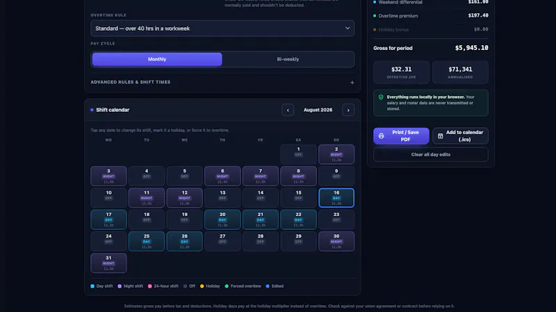 ShiftRosterPay screenshot 1