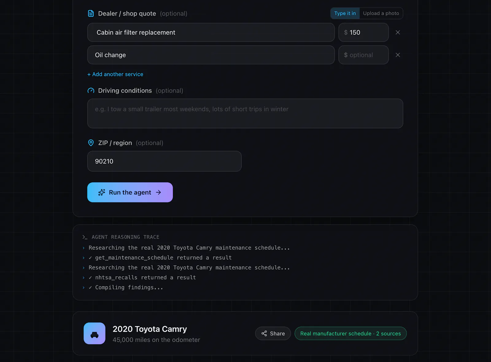 Service Audit agent screenshot 2