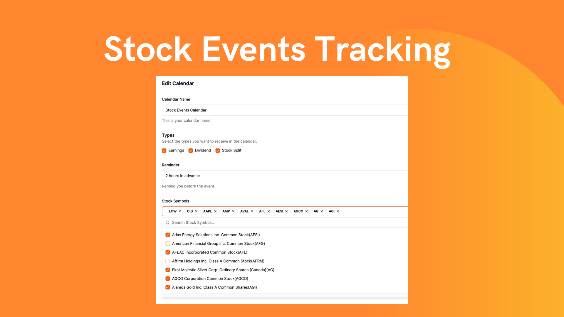 وسائط iStockcal - جلب أحداث الأسهم إلى التقويم الشخصي الخاص بك 2