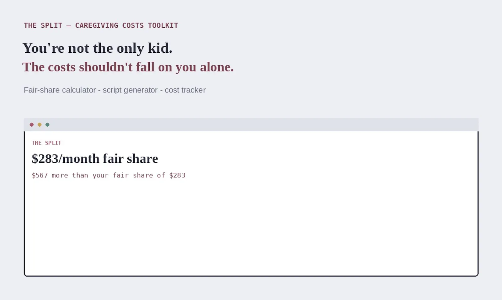 The Split — Caregiving Costs Toolkit screenshot 1