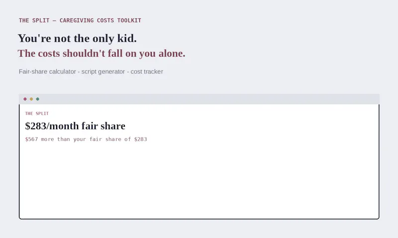 The Split — Caregiving Costs Toolkit screenshot 1