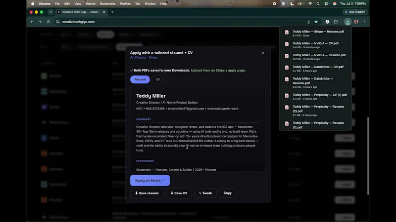 Creative Tech Gigs screenshot 1 (video preview)