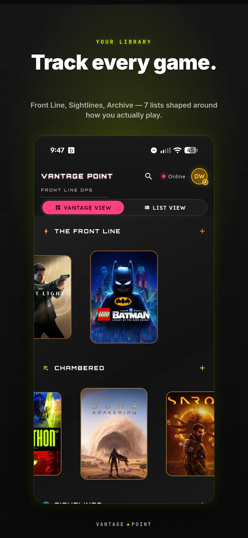 Vantage Point: Game Tracker screenshot 1