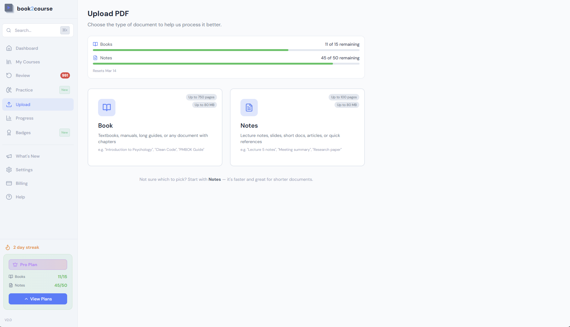 book2course - Screenshot 3 showing product features and functionality