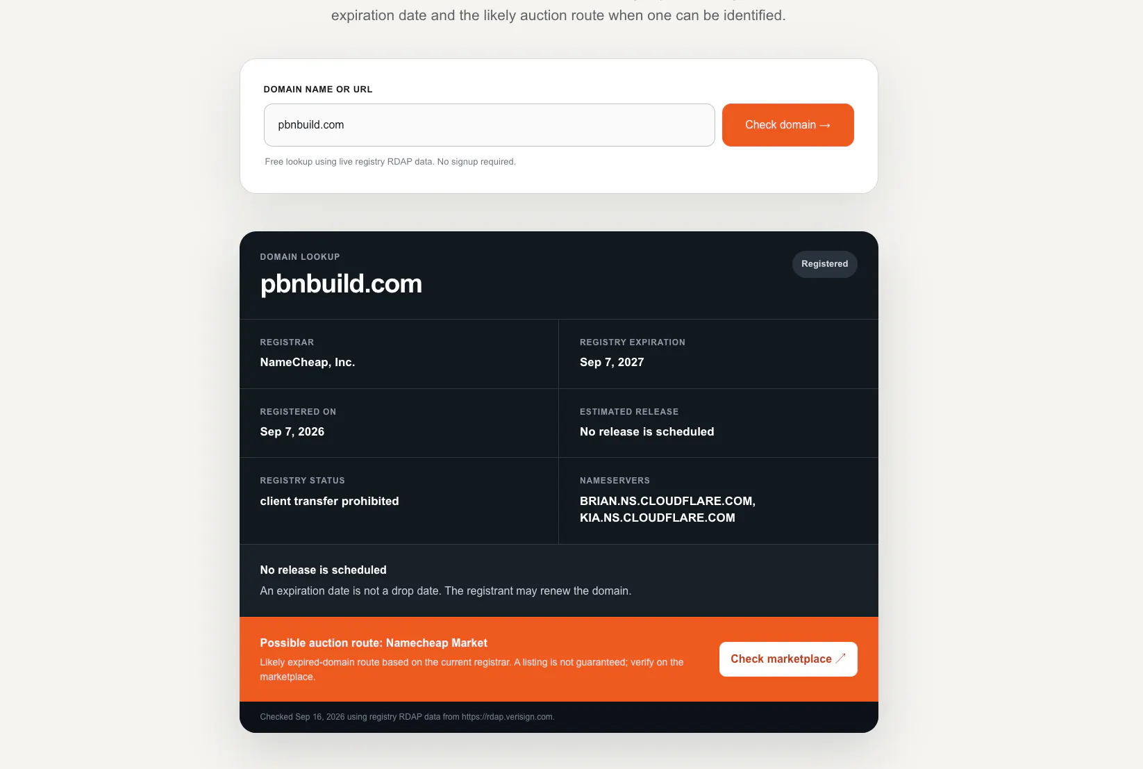 PBN Build Domain Checker gallery image