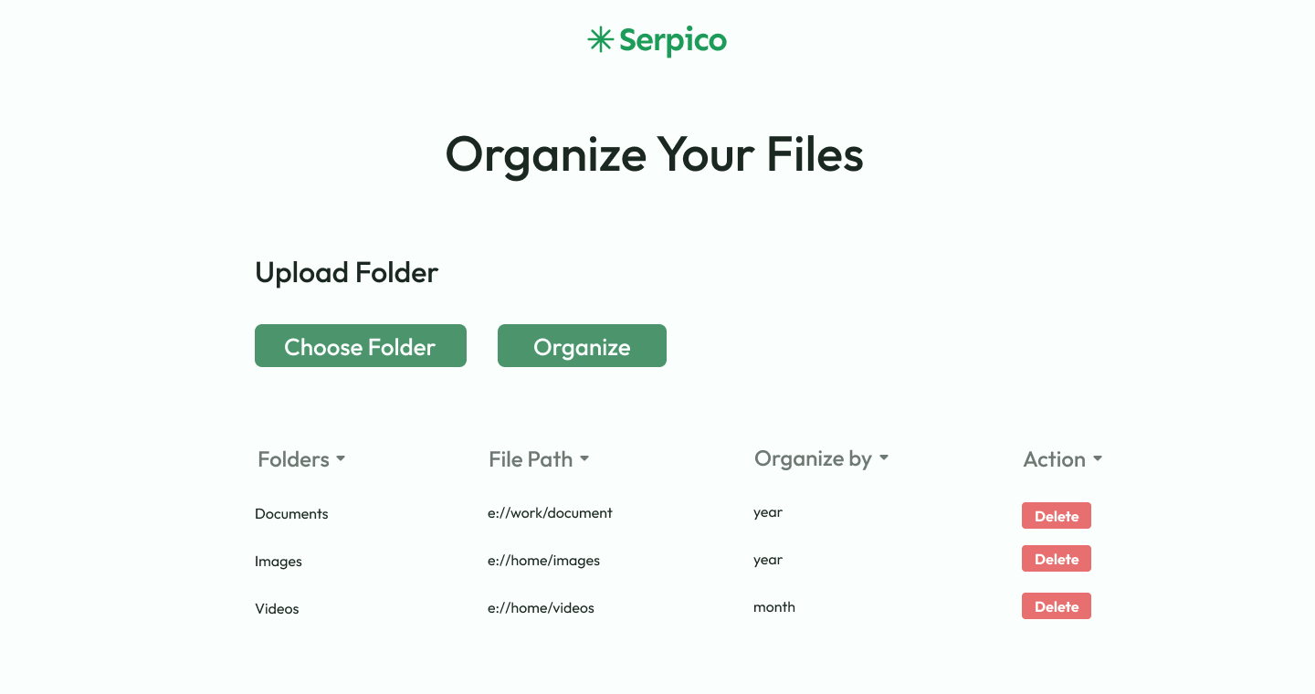 Serpico: File Organizing App media 2