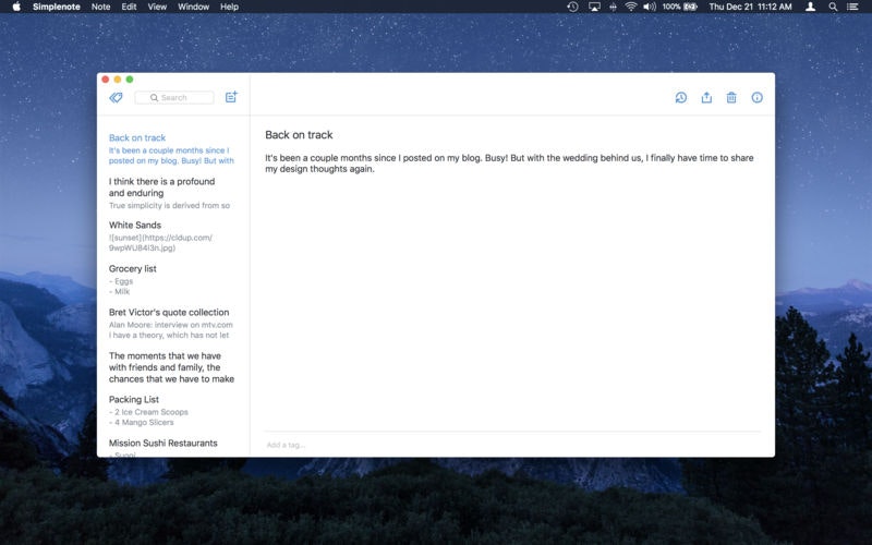 Simplenote 1.2.0 for Mac gallery image