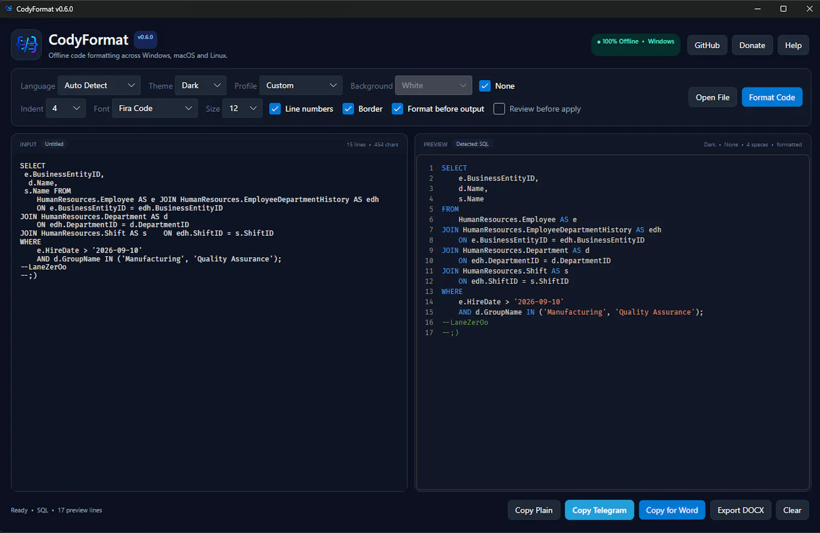 CodyFormat screenshot 2