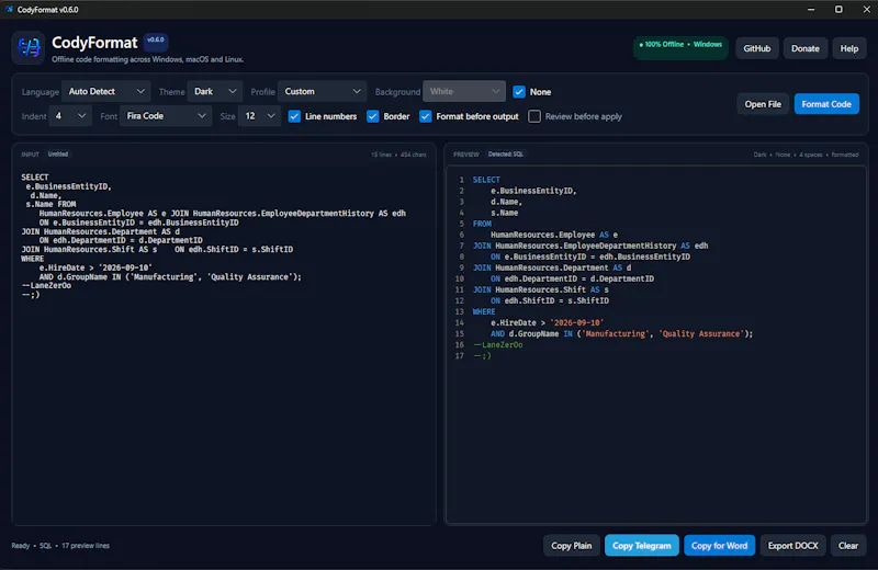 CodyFormat screenshot 2