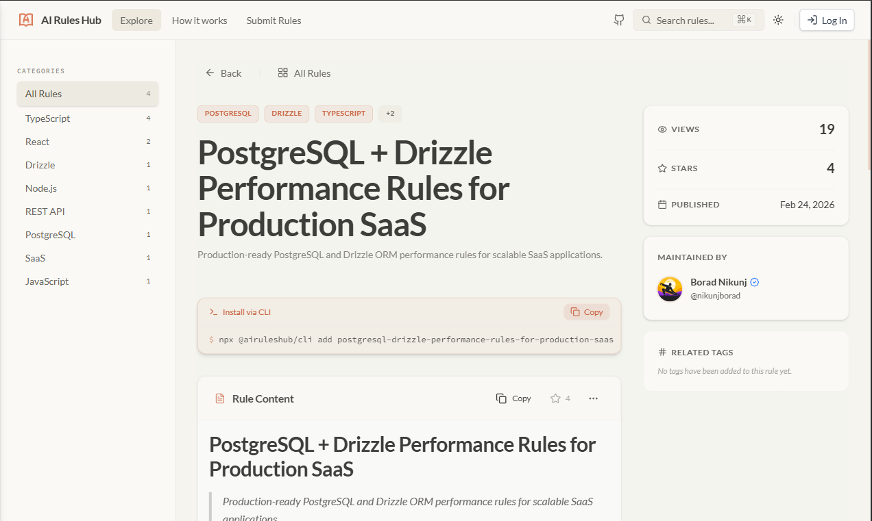 AI Rules Hub - Screenshot 4 showing product features and functionality