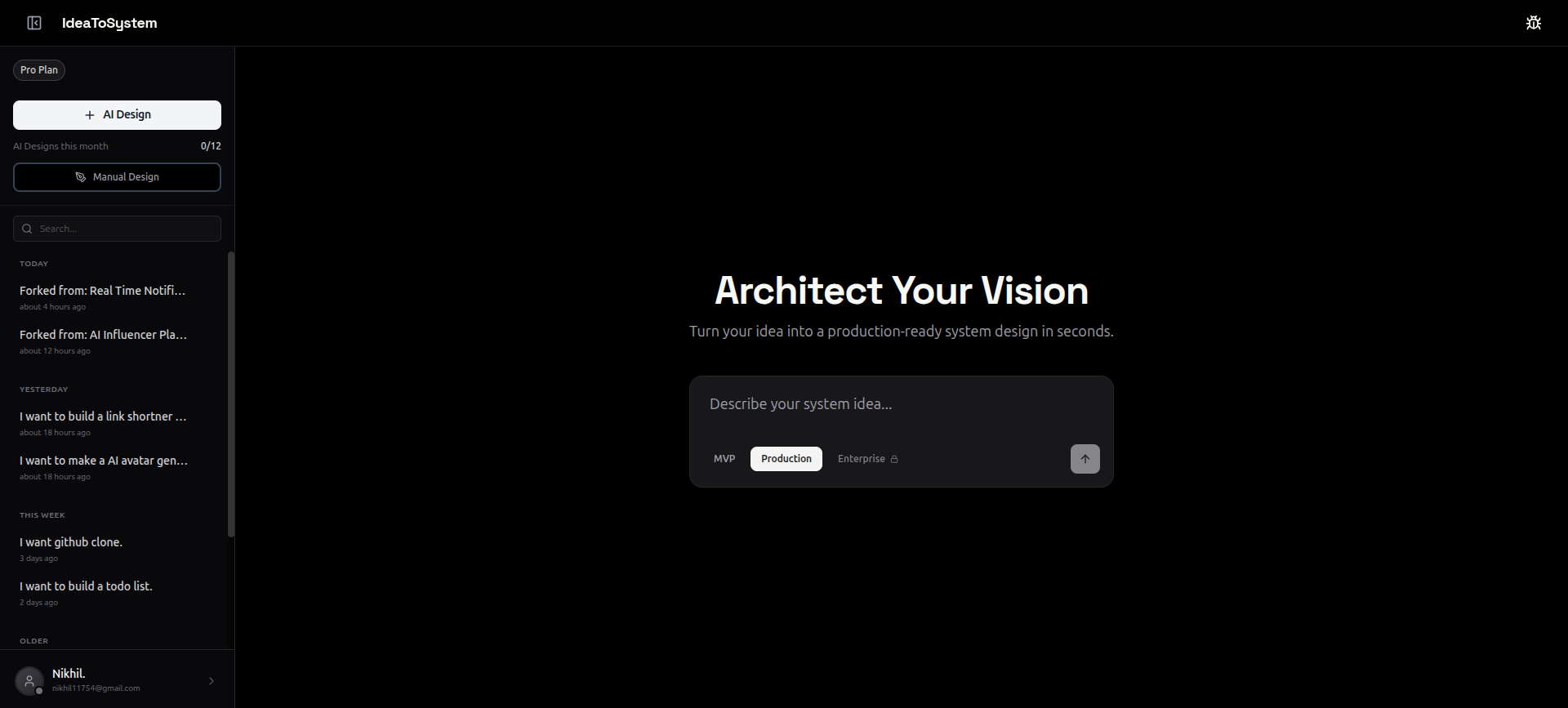IdeaToSystem - Main product screenshot demonstrating key features and user interface