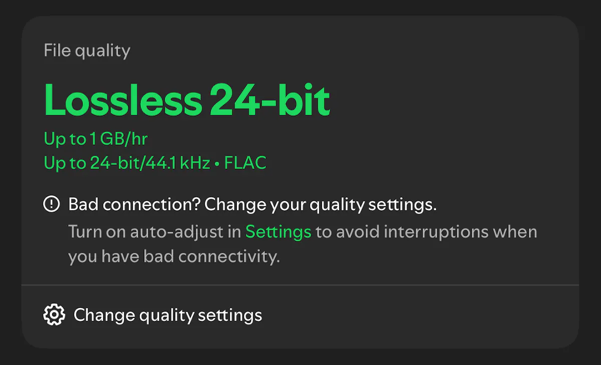 Lossless on Spotify Premium