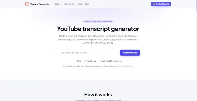 Youtube Transcripts screenshot 1