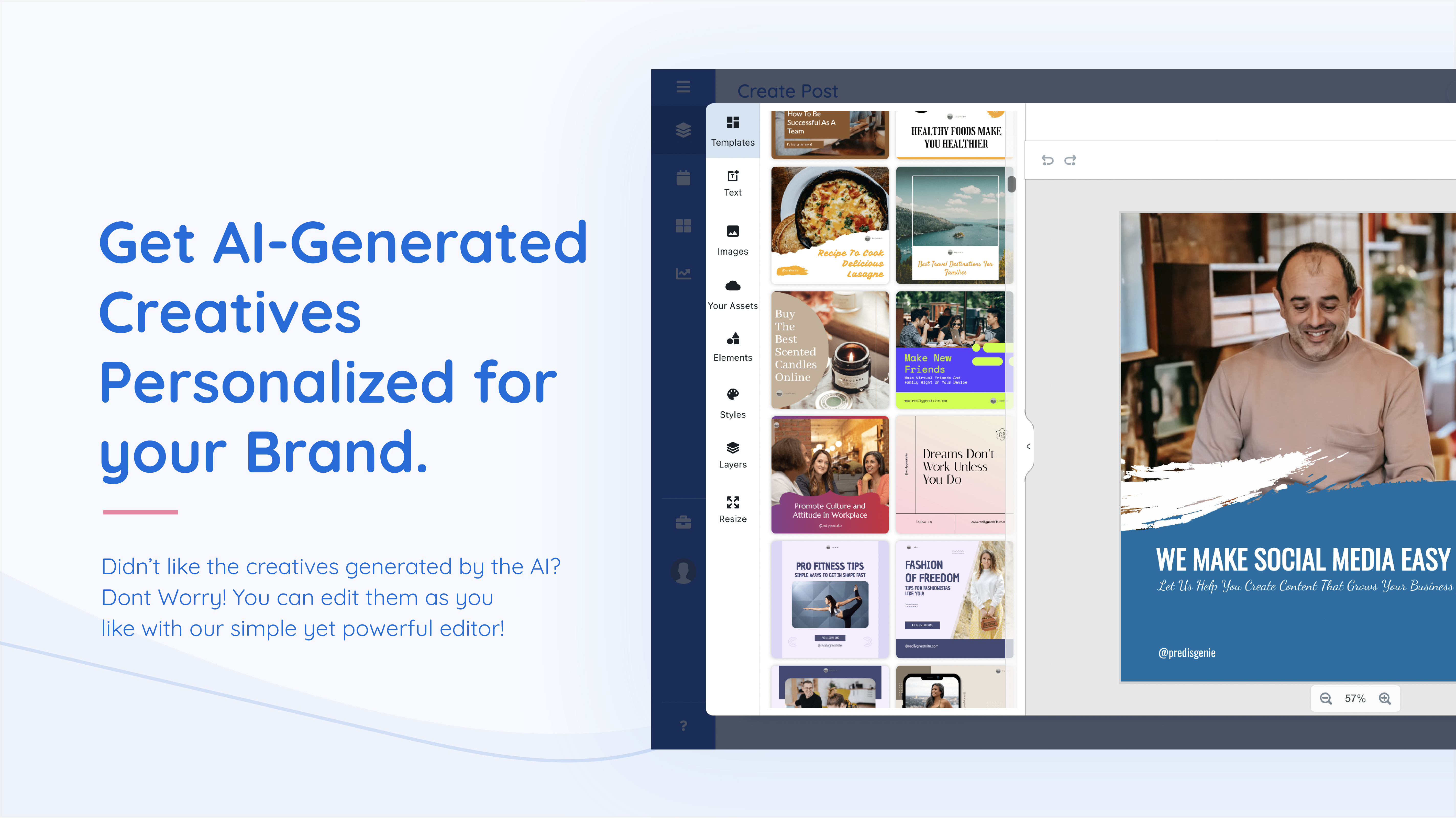 Predis.ai 2.0 - Erstellen Sie Instagram, Facebook-Bereitschaftsbeiträge aus einem 1-Liner-Text Medien 4