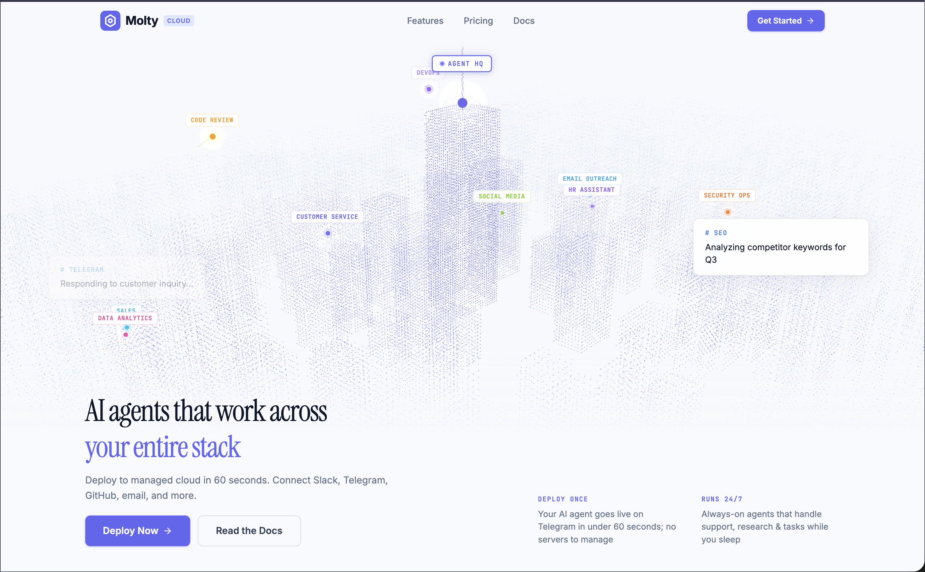 Molty AI - Main product screenshot demonstrating key features and user interface