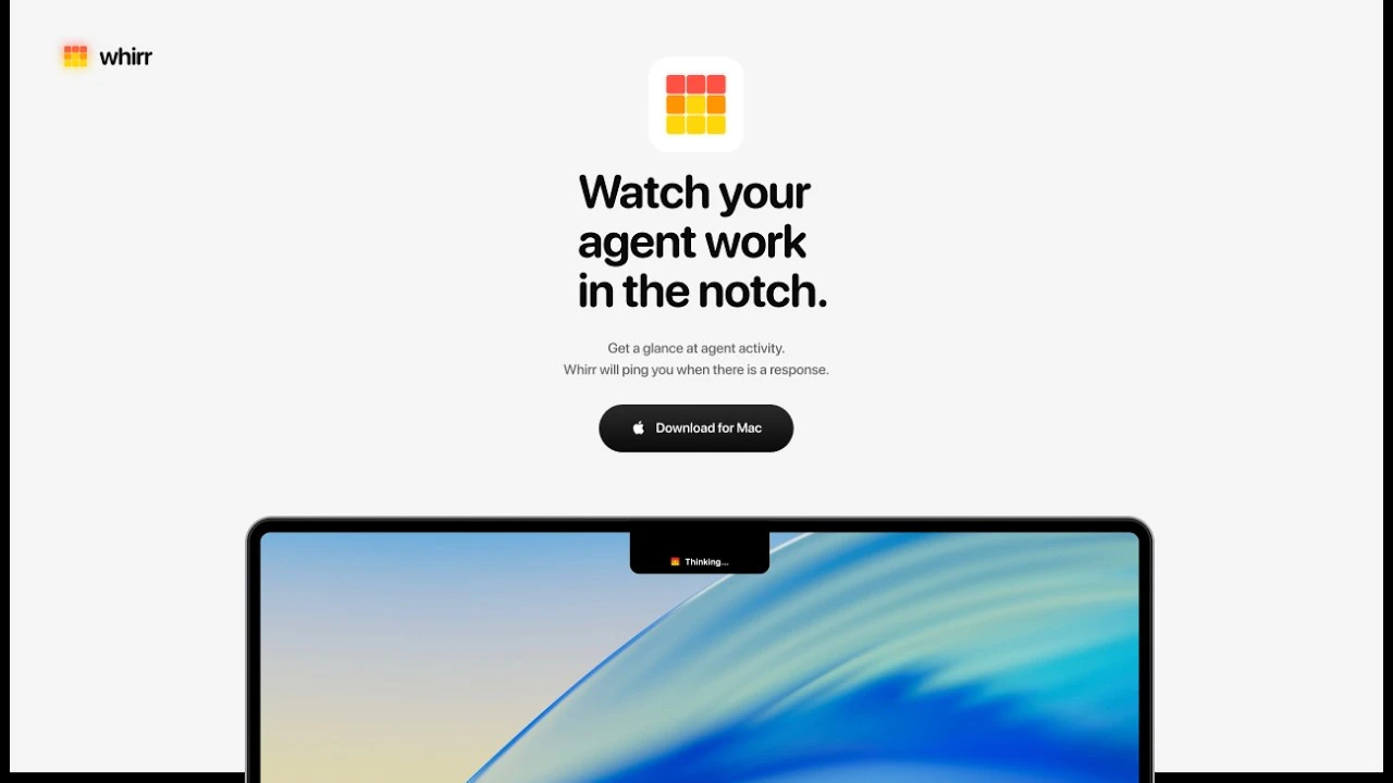 startuptile Whirr-Ambient agent activity in your notch