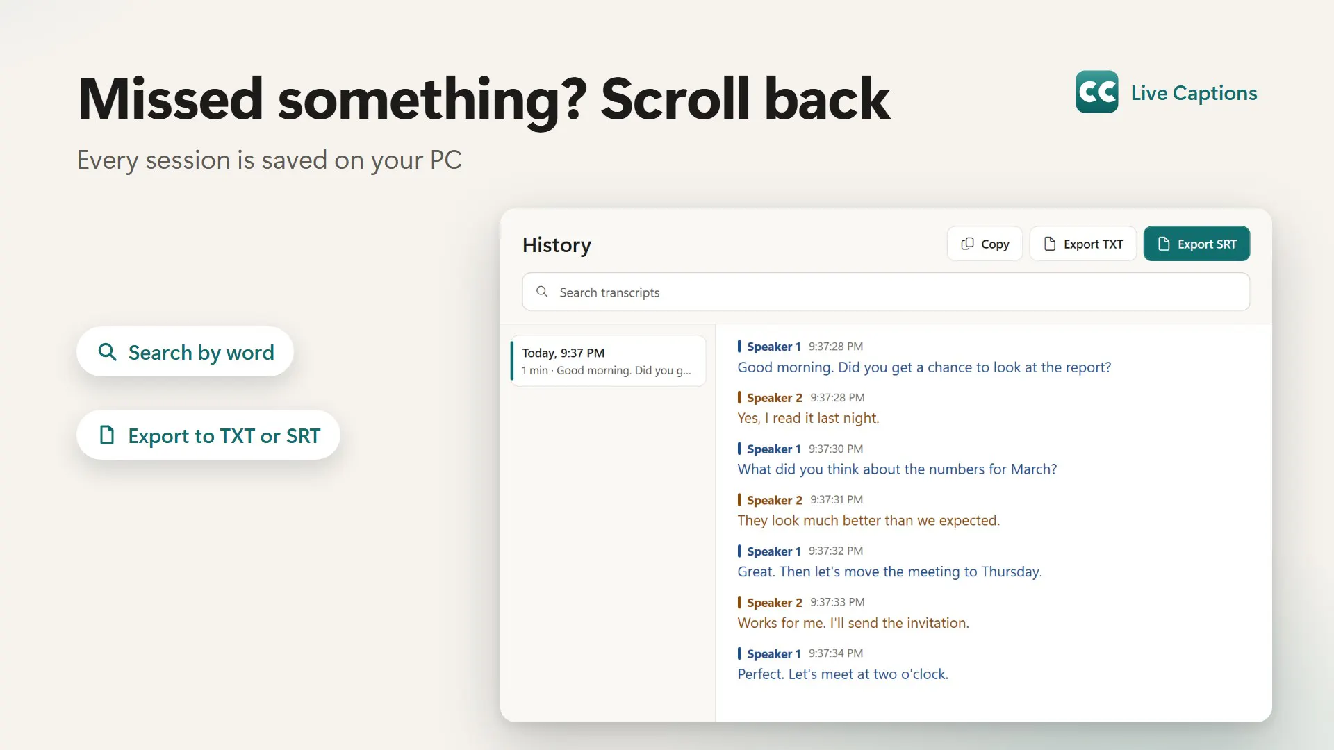 Live Captions & Transcribe gallery image