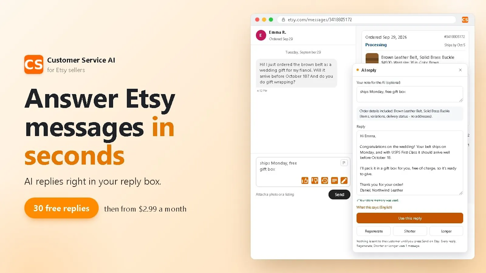 Customer Service AI for Etsy screenshot 1 (video preview)