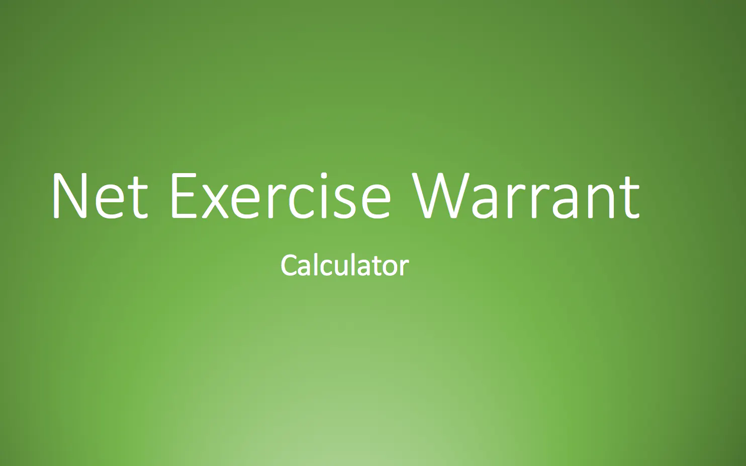 Warrants Net Exercise Warrant Calculations (expressed as shares and % of outstanding shares)