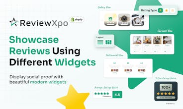 Un collage de iconos de reseñas positivas de clientes, indicando la efectividad de ReviewXpo en mejorar el respaldo social en una tienda Shopify.