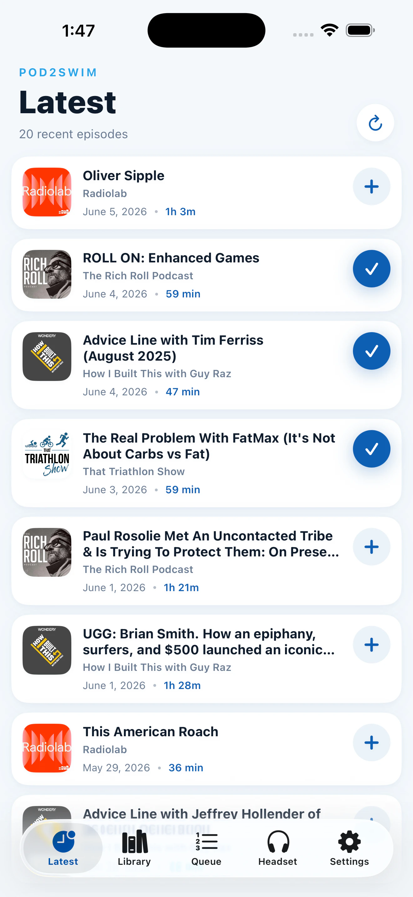 Pod2Swim — Podcasts on your swim headset screenshot 1