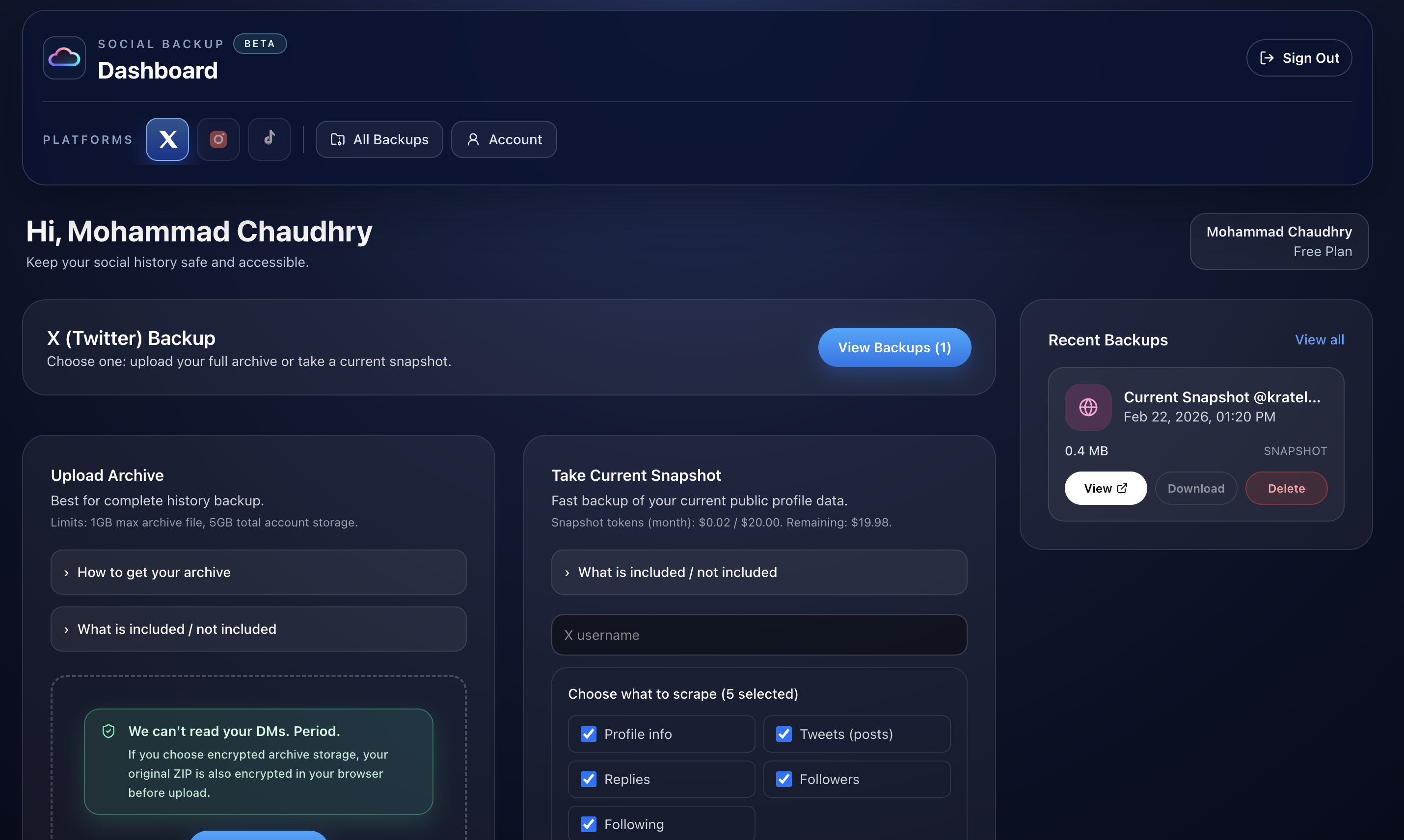 Social Backup gallery image