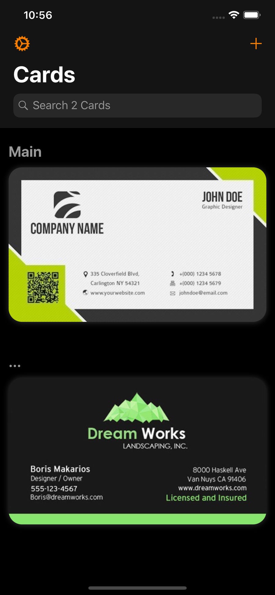 cardhop business card scan