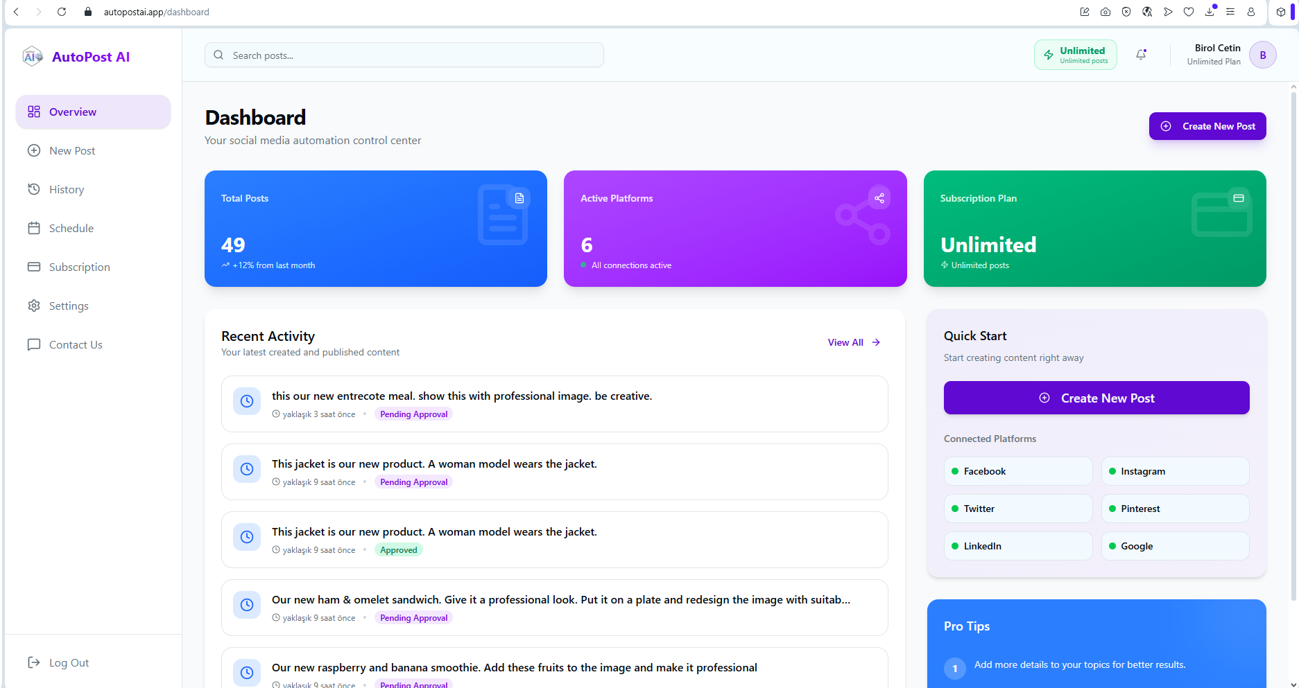 AutoPost AI - Main product screenshot demonstrating key features and user interface