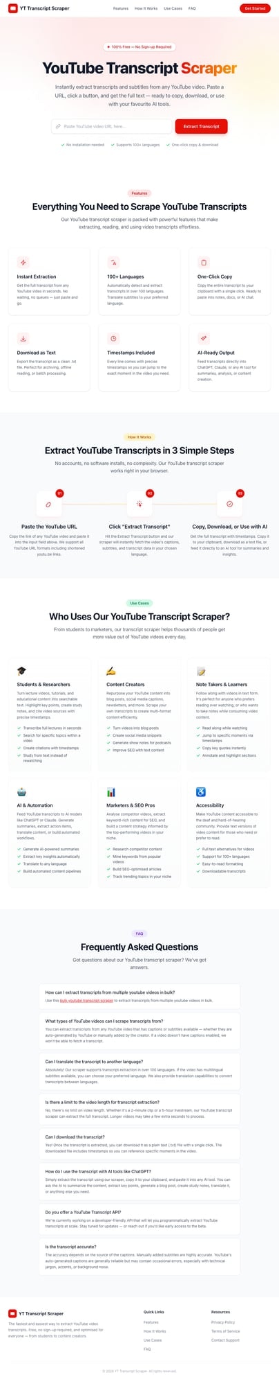 YouTube Transcript Scraper