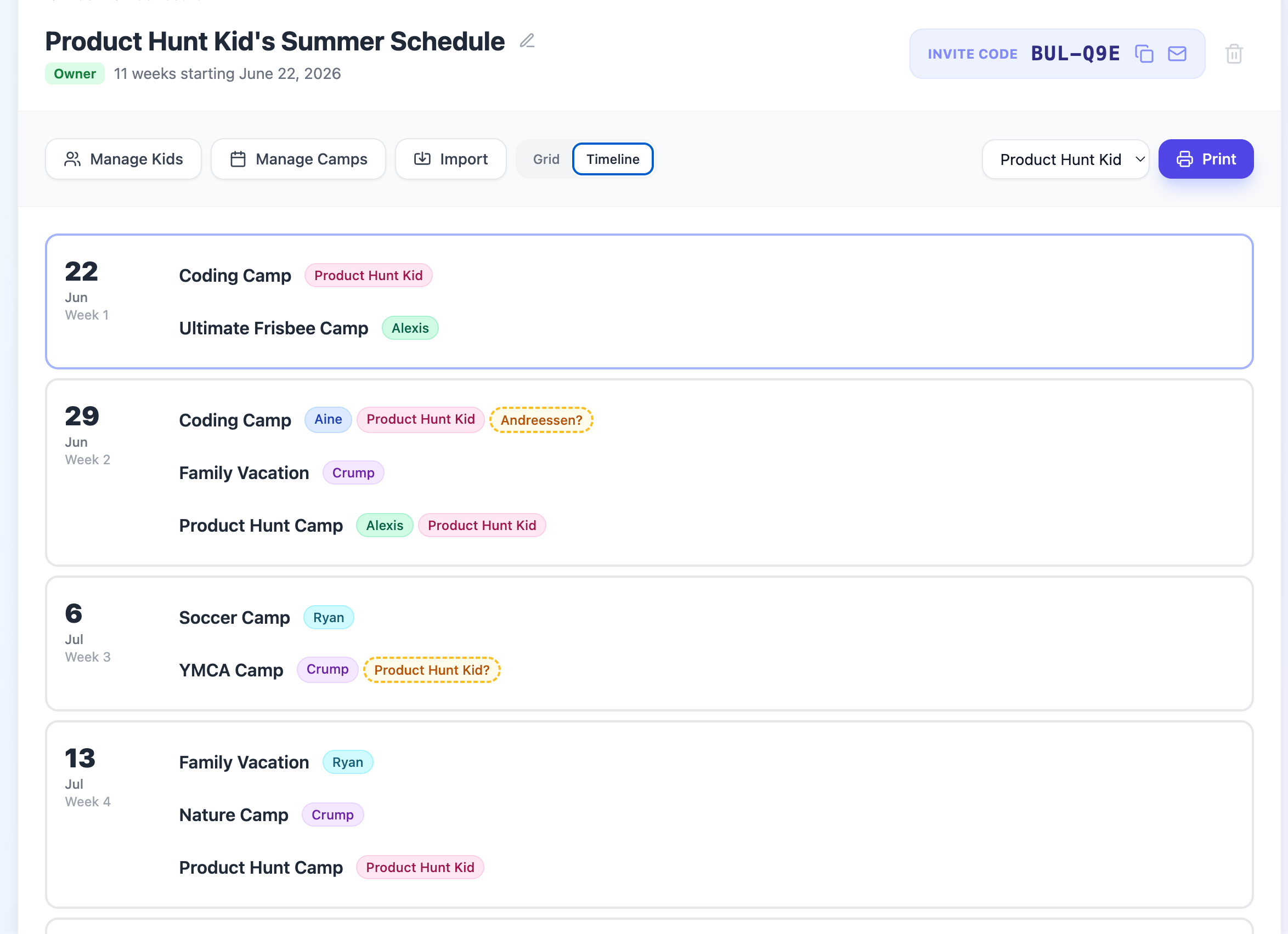 Camp Planner - Screenshot 3 showing product features and functionality
