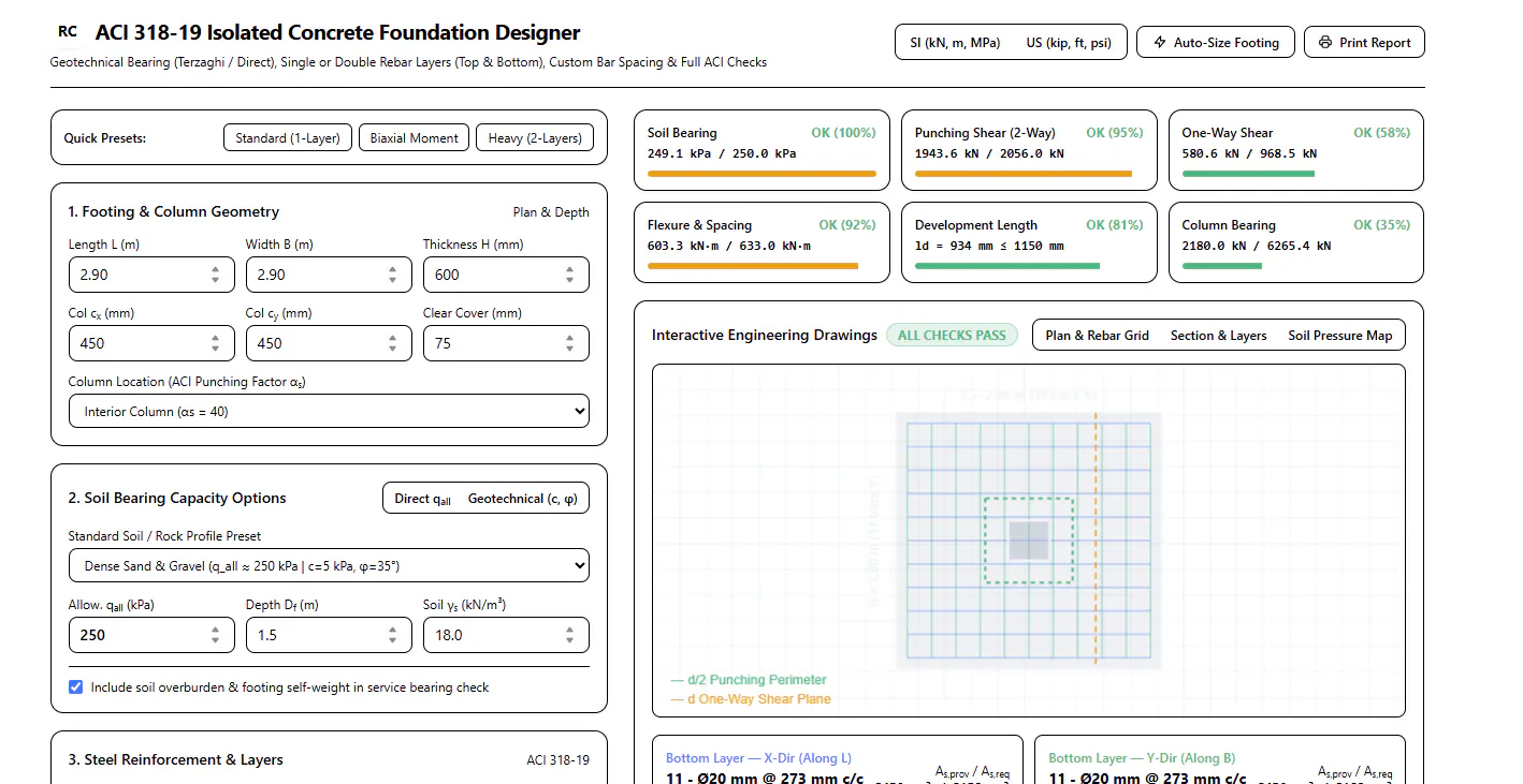 ACI 318-19 Concrete Foundation Designer gallery image