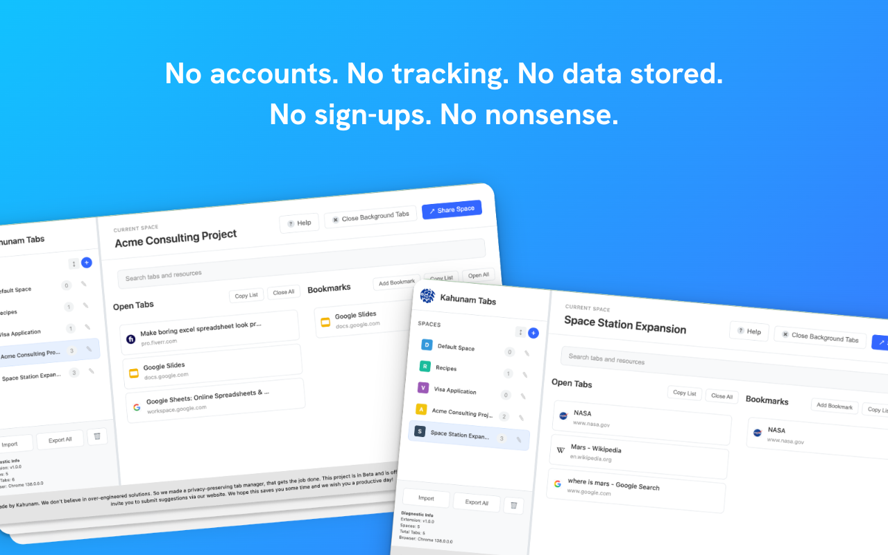Gerente de pestañas de Kahunam - Tab Manager, Chrome Extension, Chrome, Extensión media 3