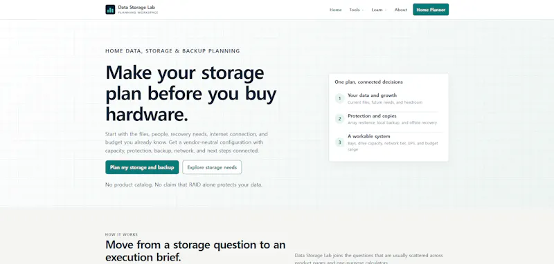 Data Storage Lab: Home Storage Planner screenshot 1