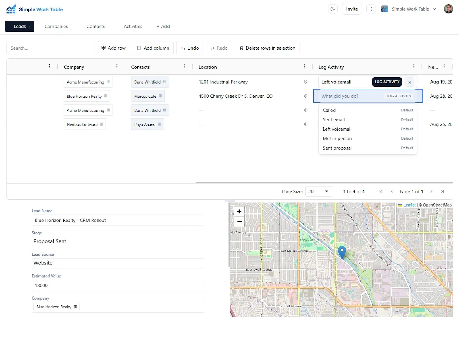 SimpleWorkTable.com [ lead tracker/CRM ] screenshot 2