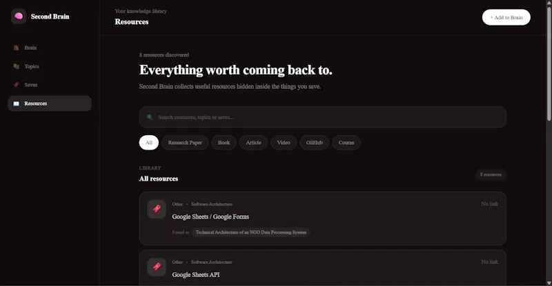 Second Brain screenshot 2