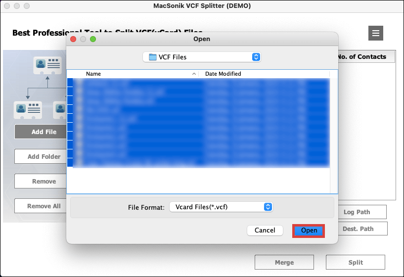 MacSonik VCF Split & Merge Tool - Screenshot 3 showing product features and functionality