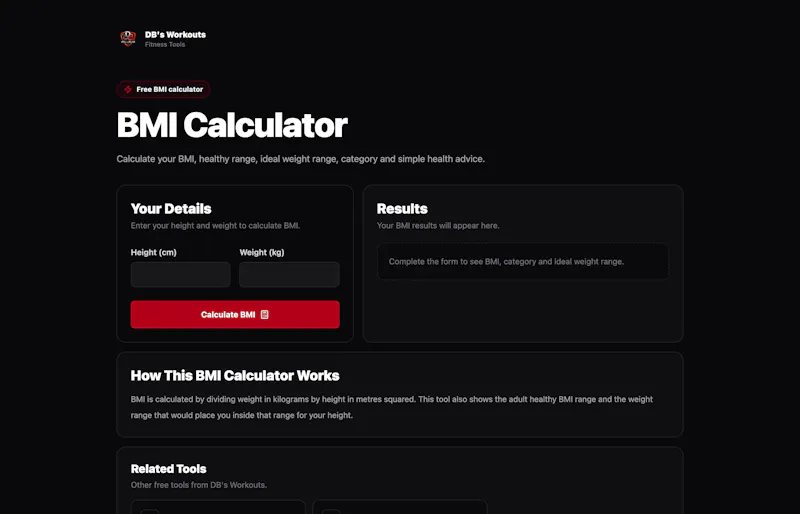 DB's Workouts Fitness Tools Hub screenshot 1