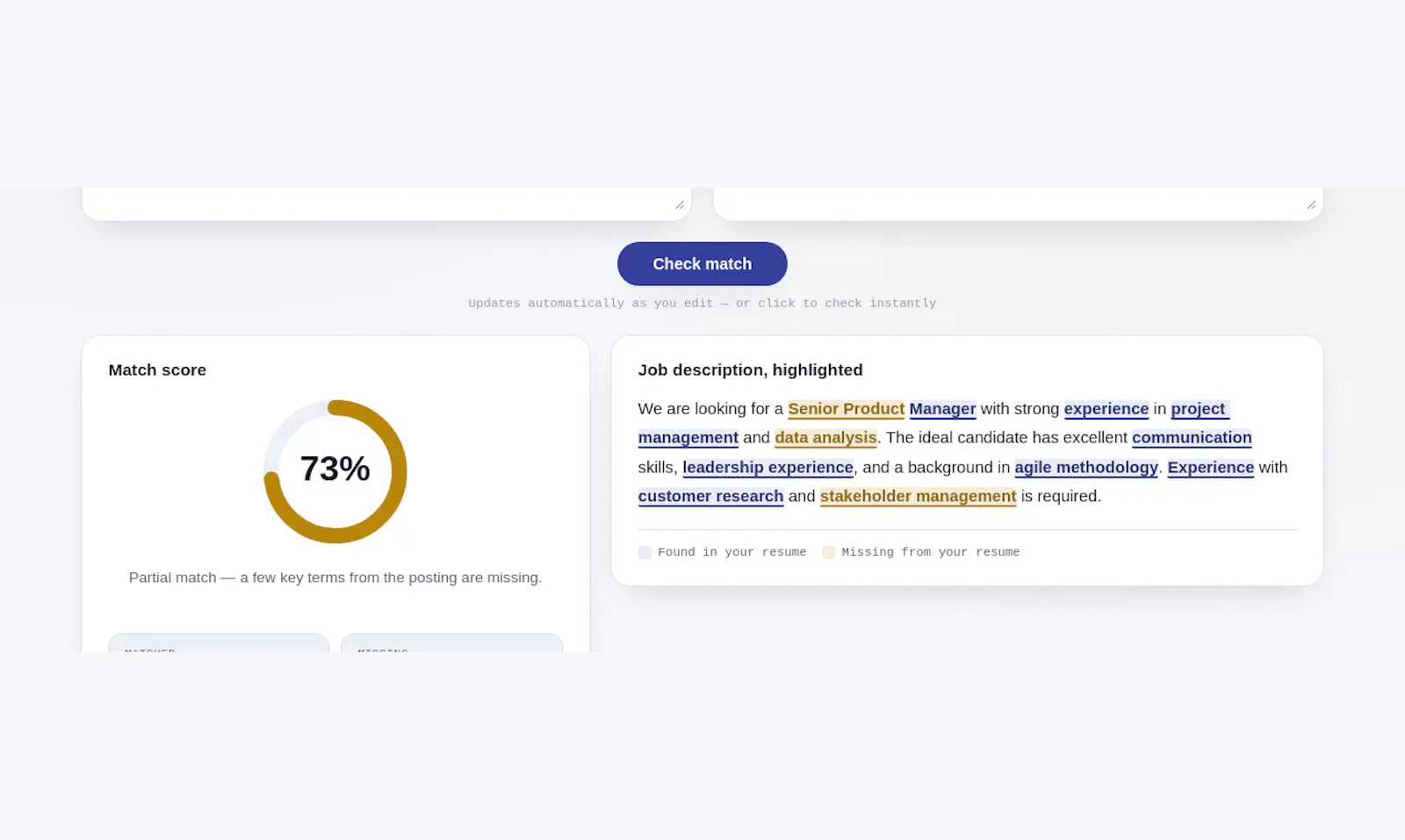 Resume ↔ Job Description Match Checker screenshot 3