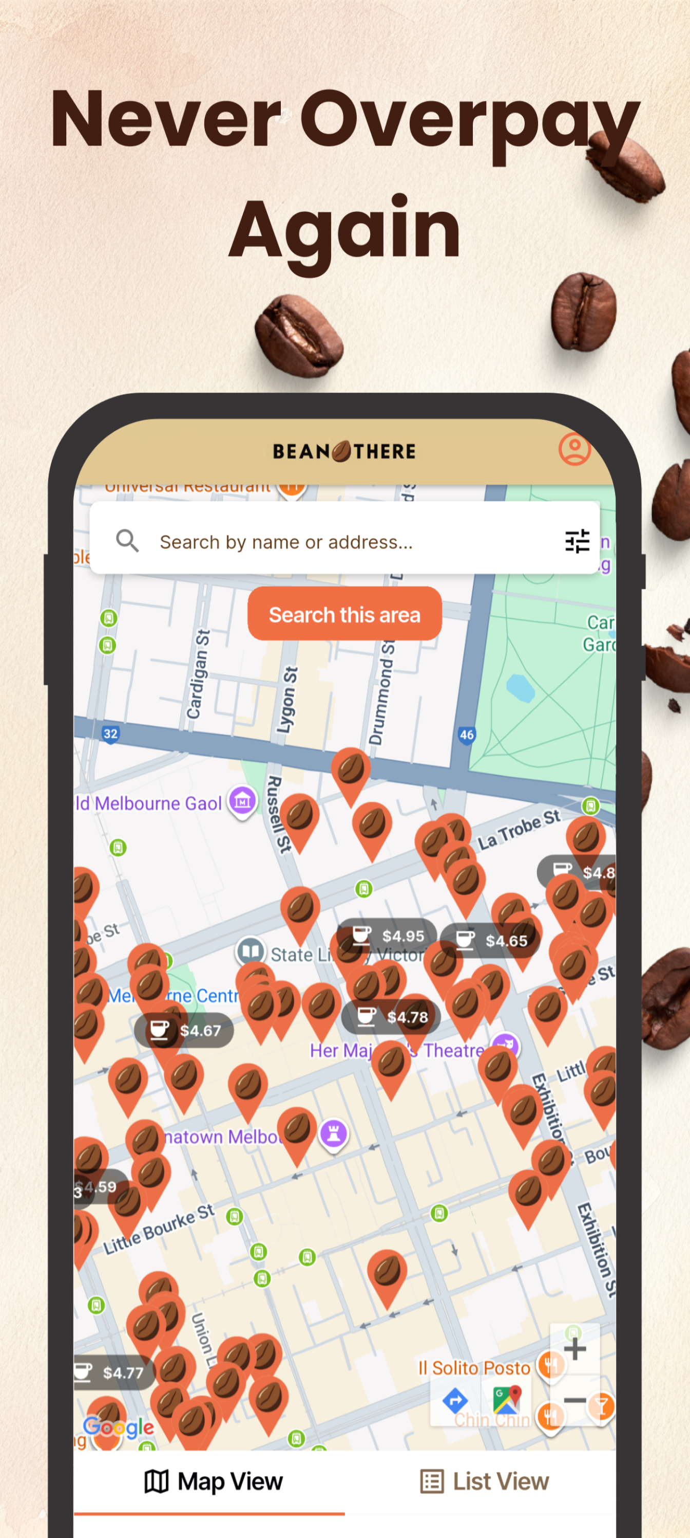 BeanThere - Main product screenshot demonstrating key features and user interface