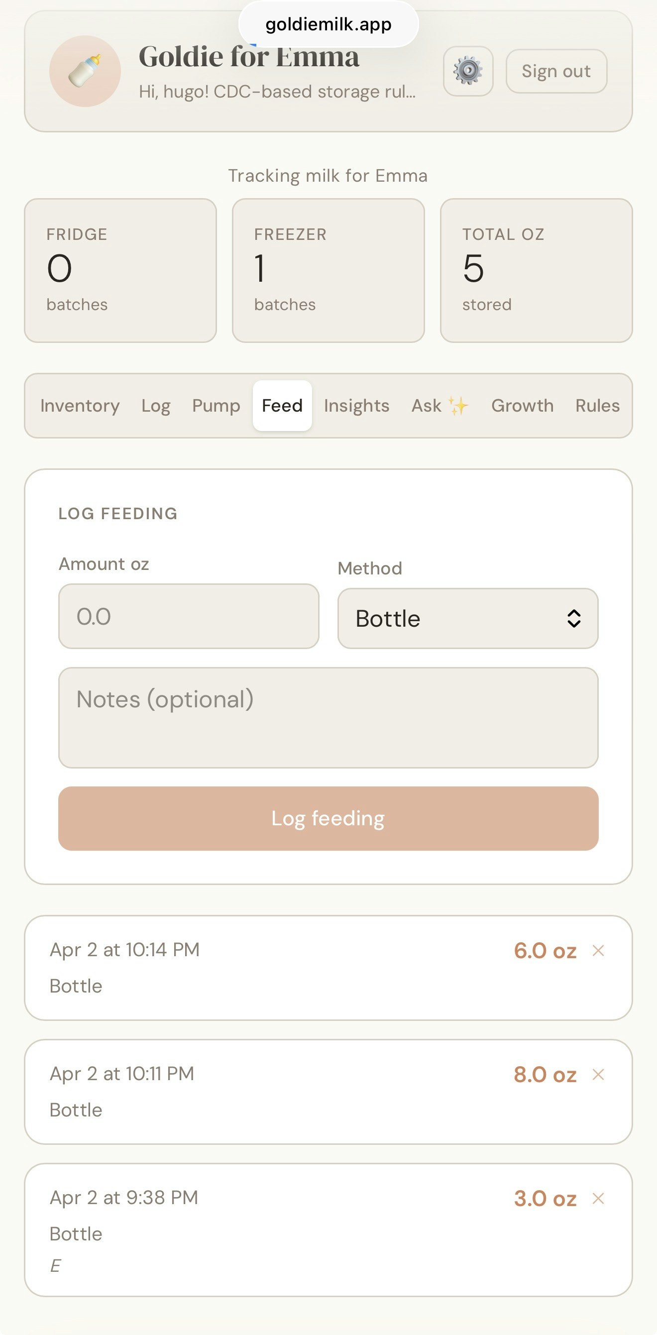 Goldie — Breast Milk Tracker    gallery image