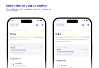 Mobile app interface helping users plan and track their finances