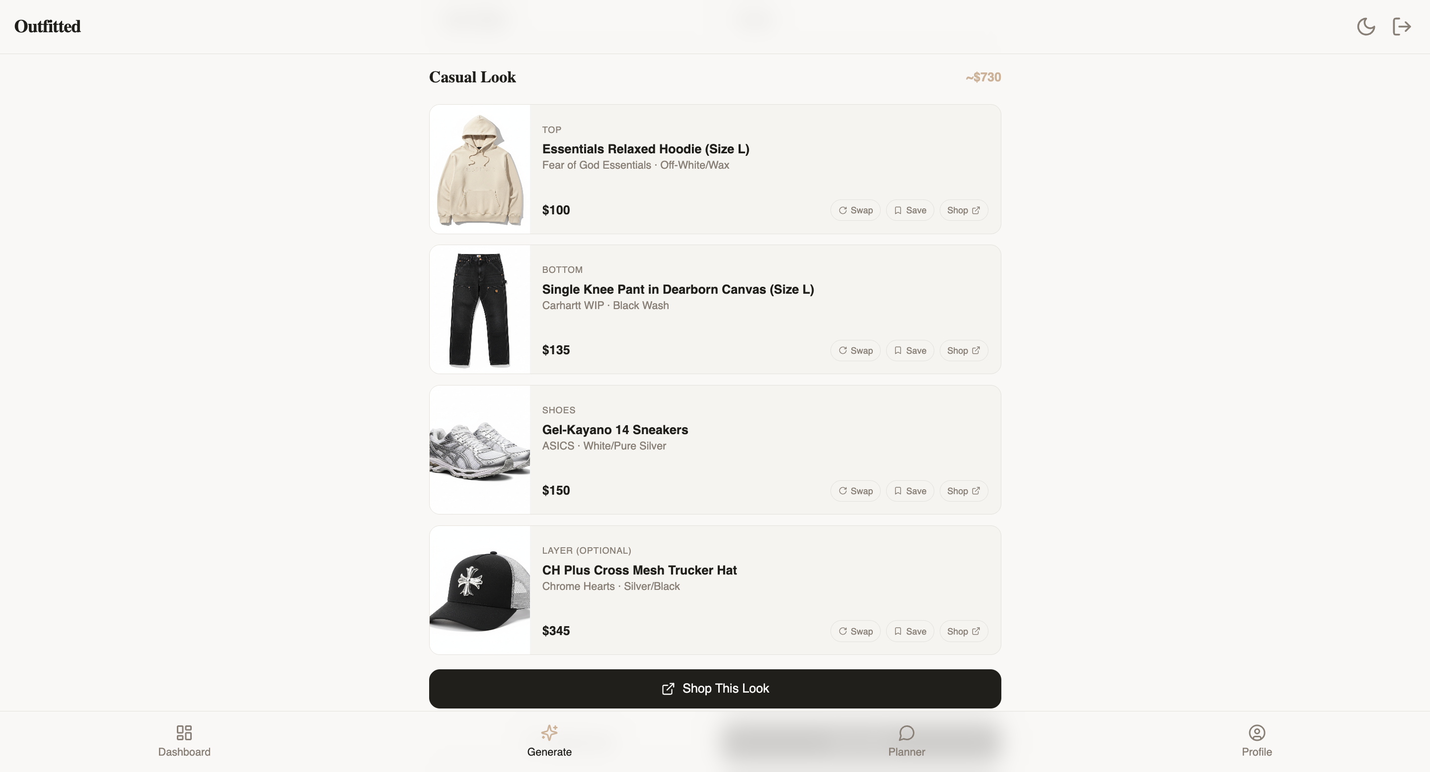Outfitted - Screenshot 3 showing product features and functionality