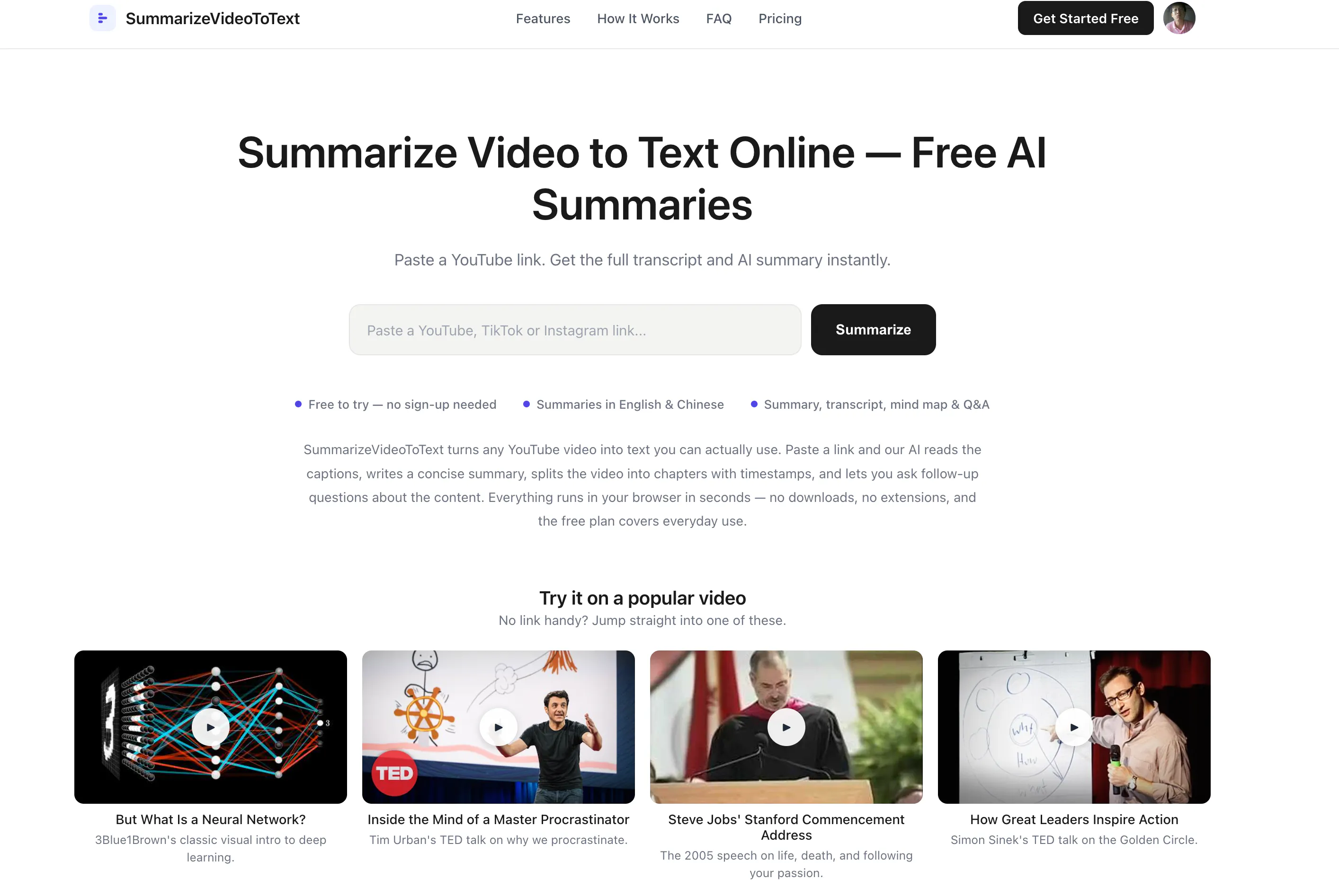 SummarizeVideoToText screenshot